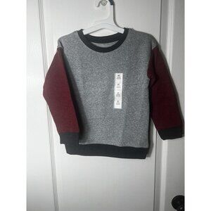 Cat & Jack Sweatshirt 4T Boy Long Sleeves Gray And Burgundy Black Trim